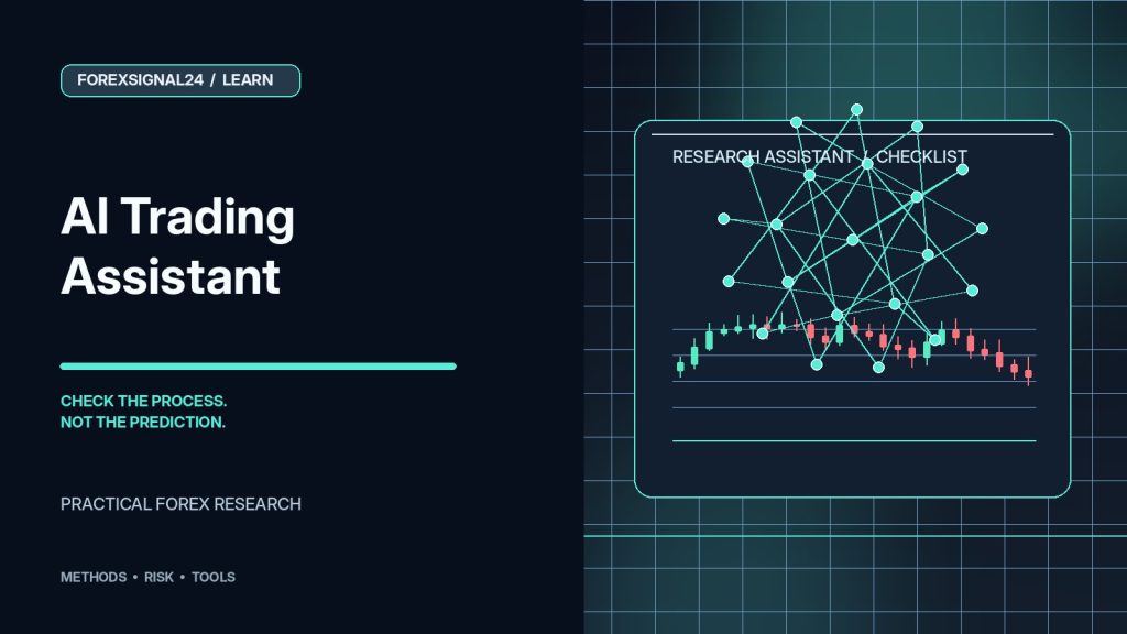 How to Use AI as a Forex Trading Assistant Without Relying on Price Predictions — professional forex research artwork by ForexSignal24