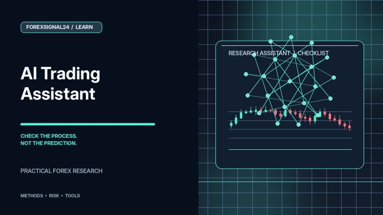 How to Use AI as a Forex Trading Assistant Without Relying on Price Predictions — professional forex research artwork by ForexSignal24