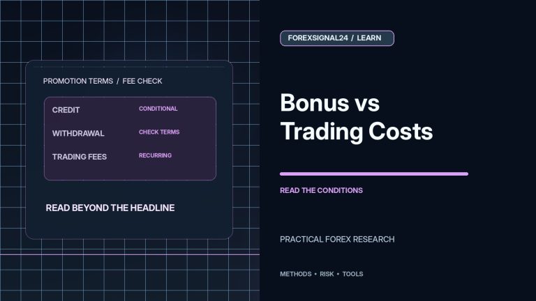 Forex Deposit Bonus vs Trading Costs: What to Check Before Accepting a Broker Promotion — professional forex research artwork by ForexSignal24