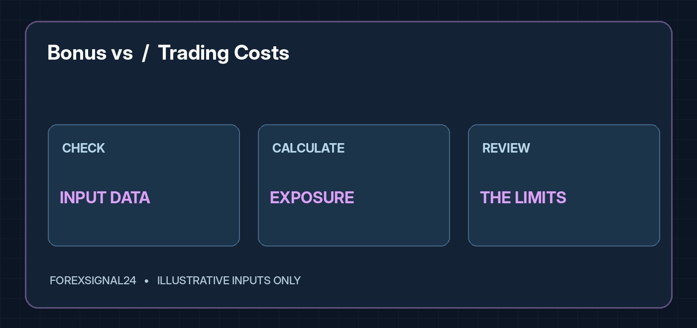 Forex Deposit Bonus vs Trading Costs: What to Check Before Accepting a Broker Promotion: editorial illustration showing its key forex analysis framework