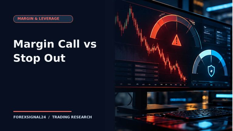 Margin Call vs Stop Out — futuristic professional forex editorial cover